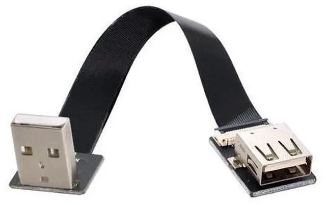 Alt view image 5 of 7 - USB 2.0 Flat Cable USB 2.0 Male to Female 90 Degree Down Angled Data Transfer Charging Ribbon Flex Extension Cable Adapter 0.5M