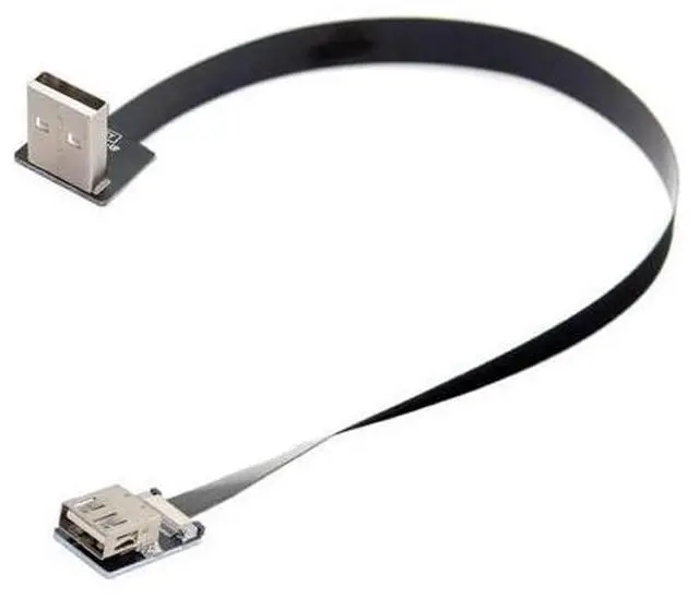 Alt view image 5 of 6 - USB 2.0 Flat Cable USB 2.0 Male to Female 90 Degree UP Angled Data Transfer Charging Ribbon Flex Extension Cable Adapter 2.0M