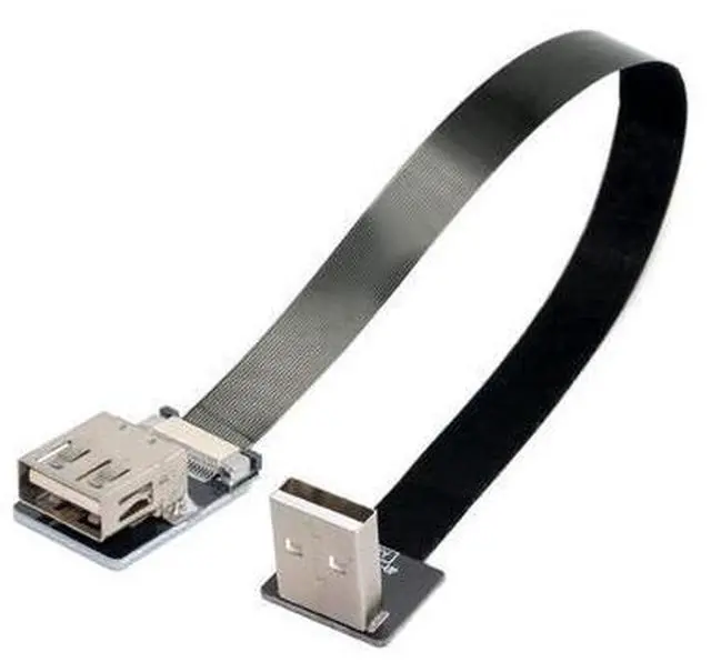Alt view image 4 of 6 - USB 2.0 Flat Cable USB 2.0 Male to Female 90 Degree UP Angled Data Transfer Charging Ribbon Flex Extension Cable Adapter 2.0M