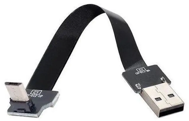 Alt view image 7 of 7 - Micro USB Flat Cable USB 2.0 Male to Micro USB Male 90 Degree UP Angled Ribbon Flex Extension Cable Adapter 1.0M