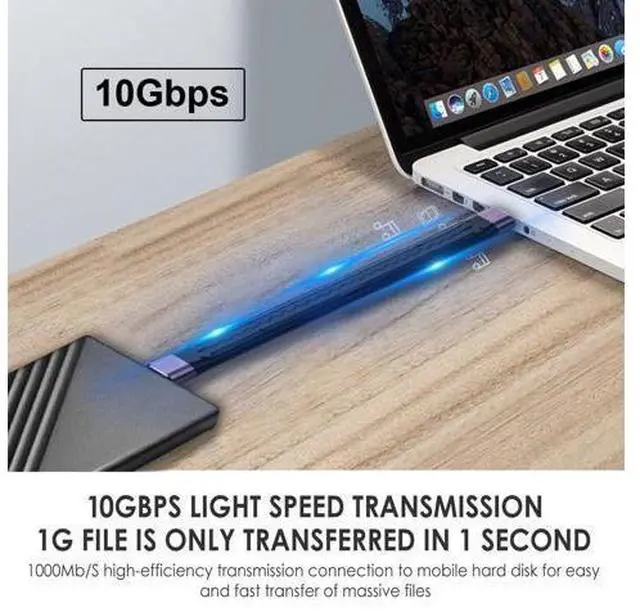 Alt view image 4 of 7 - USB 3.1 Short Cable,USB 3.0 Type A Male to USB 3.1 Type C Female Extension Flat Slim FPC Data Cable 13cm 10Gbps for Laptop & Desktop