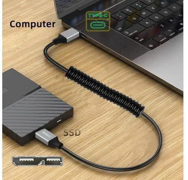Alt view image 5 of 7 - USB 3.0 Coiled Cable,Micro USB 3.0 Male to USB C Male High Speed Data Transfer Charging Cable 3.28FT for Phone/Laptop/USB Flash Drive