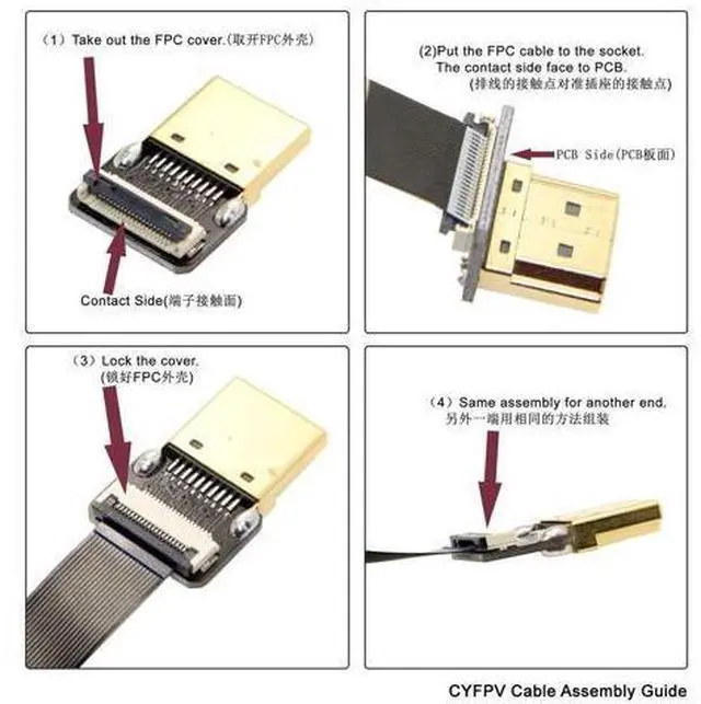 Alt view image 2 of 7 - CYFPV HDMI Type A Male to Male HDTV FPC Flat Cable for FPV HDTV Multicopter Aerial Photography 90 Degree Right Angled 0.2M