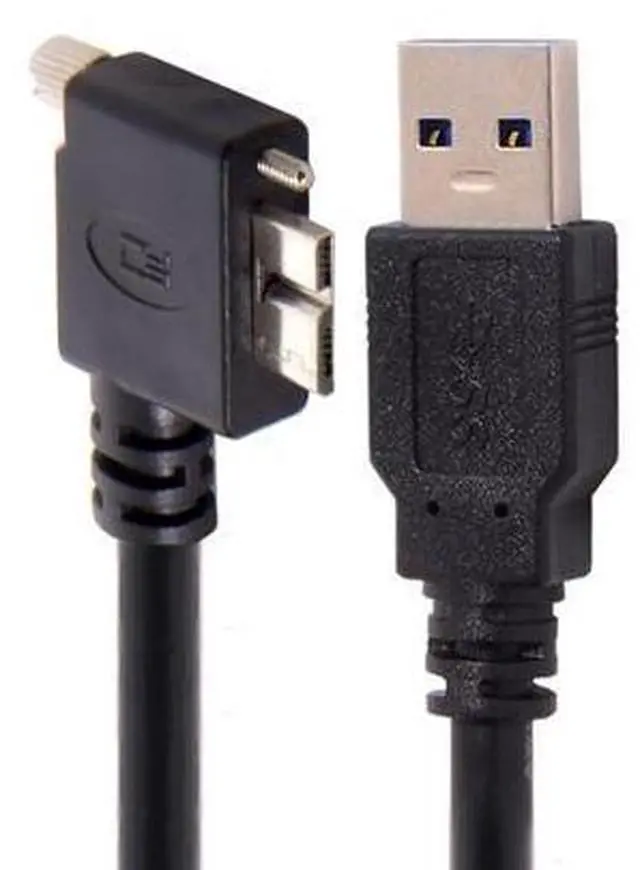Main image of Micro USB 3.0 Cable USB 3.0 Type A Male to Micro B Male 90 Degree Left Angled Cable with Mount Panel Screws 1.2M