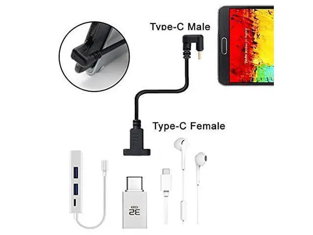 Alt view image 5 of 7 - 180 Degree U Shape Back Angled USB-C USB 3.1 Type C Male to Female Extension Data Cable 30cm