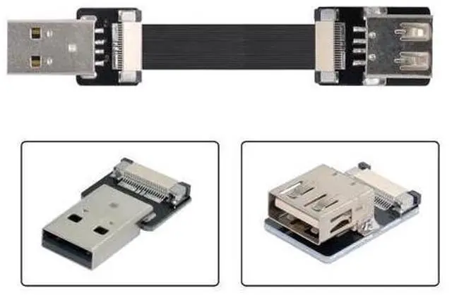 Alt view image 6 of 7 - USB 2.0 Flat Cable USB 2.0 Male to Female Data Transfer Charging Ribbon Flex Extension Cable Adapter 0.2M
