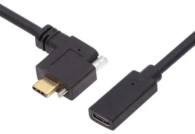 Main image of USB-C USB 3.1 Type C Right Angled Male to Female Extension Data Screw Locking Cable for for Realsense Camera VR Quest Link