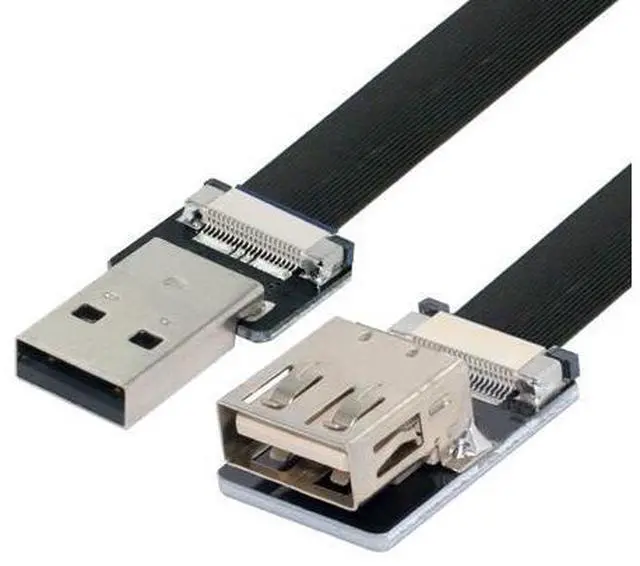 Main image of USB 2.0 Flat Cable USB 2.0 Male to Female Data Transfer Charging Ribbon Flex Extension Cable Adapter 0.2M