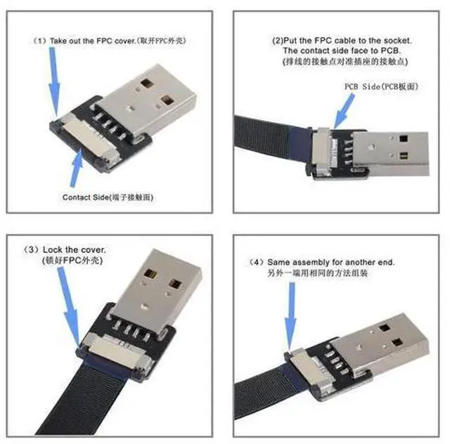 Alt view image 2 of 7 - USB 2.0 Flat Cable USB 2.0 Male to Female Data Transfer Charging Ribbon Flex Extension Cable Adapter 0.2M