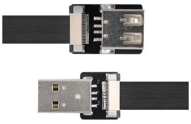 Alt view image 7 of 7 - USB 2.0 Flat Cable USB 2.0 Male to Female Data Transfer Charging Ribbon Flex Extension Cable Adapter 0.2M
