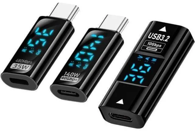 Main image of 3 Pack USB C Digital Display Adapter, USB C to USB 3.0/USB C/8 Pin PD 35W/36W/140W Data Transfer Fast Charging Power Meter Tester Converter Adapter