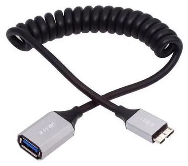 Main image of Cable Micro-USB3.0 Male Host to USB3.0-A Female OTG Stretch Coiled Cable 100cm Extension 5Gbps for Disk Phone Camera Data