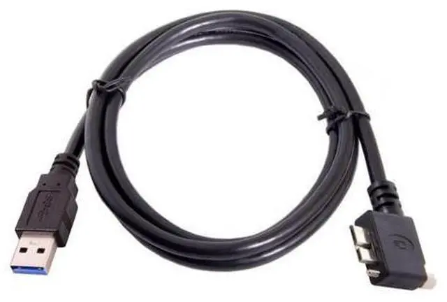 Alt view image 3 of 7 - Micro USB 3.0 Cable USB 3.0 Type A Male to Micro B Male 90 Degree Left Angled Cable with Mount Panel Screws 1.2M