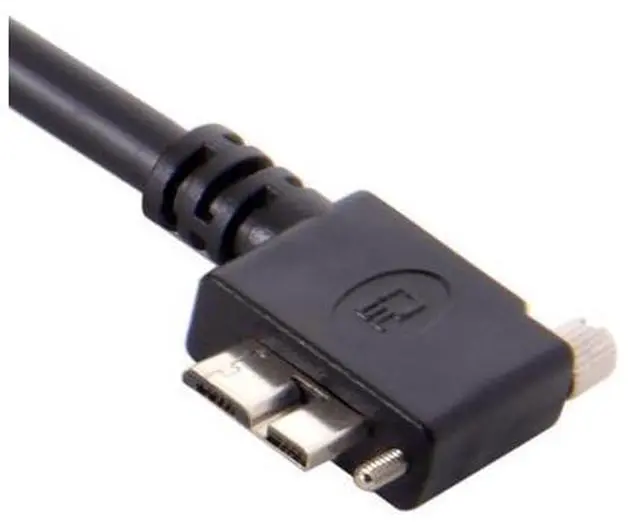Alt view image 5 of 7 - Micro USB 3.0 Cable USB 3.0 Type A Male to Micro B Male 90 Degree Left Angled Cable with Mount Panel Screws 1.2M