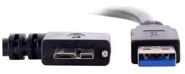 Alt view image 7 of 7 - Micro USB 3.0 Cable USB 3.0 Type A Male to Micro B Male 90 Degree Left Angled Cable with Mount Panel Screws 1.2M