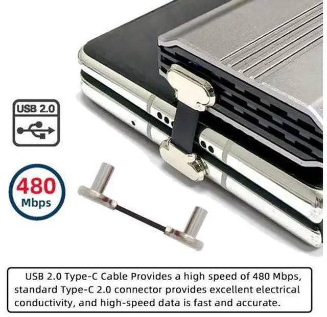 Alt view image 3 of 7 - 0.78Inch USB C Short Flat Cable, USB 2.0 Type C Dual 90 Degree Angled PD 65W Fast Charge Data Extension Cable for Power Bank