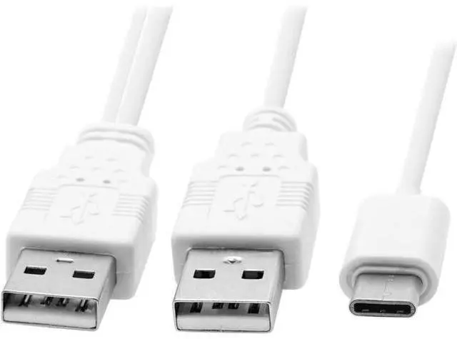 Alt view image 6 of 7 - USB 3.1 Type C USB-C to Dual A Male Extra Power Data Y Cable for Cell Phone & Hard Disk 60cm White