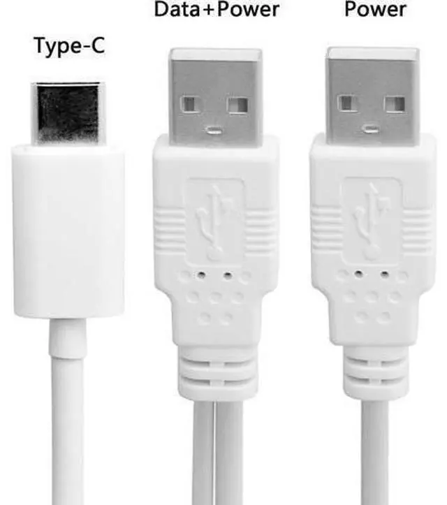 Alt view image 4 of 7 - USB 3.1 Type C USB-C to Dual A Male Extra Power Data Y Cable for Cell Phone & Hard Disk 60cm White