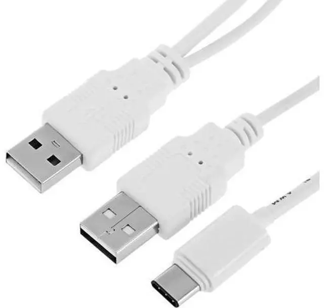 Alt view image 5 of 7 - USB 3.1 Type C USB-C to Dual A Male Extra Power Data Y Cable for Cell Phone & Hard Disk 60cm White