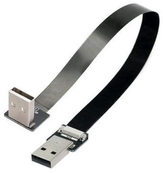 Alt view image 6 of 7 - USB 2.0 Flat Cable USB 2.0 Male to Male 90 Degree UP Angled Ribbon Flex Extension Cable Adapter 2.0M