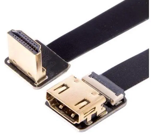 Main image of CYFPV HDMI Male to Female FPC Flat Extension Cable for Camera HDTV Multicopter Aerial Photography 90 Degree Down Angled 0.2M