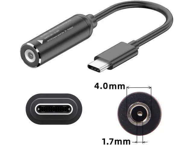 Alt view image 2 of 7 - DC Jack 4.0x1.7mm Input to USB-C Type-C Power Plug Charge Cable for Laptop Phone PD9V 15V 20V