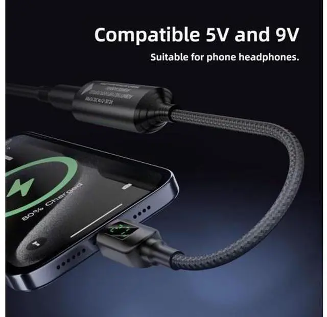 Alt view image 7 of 7 - DC Jack 7.4x5.0mm Input to USB-C Type-C Power 140W Smart LED Display Charge Cable for Laptop Phone PD9V/5V/20V/7A