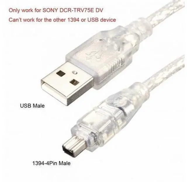 Alt view image 3 of 7 - USB Male to Firewire IEEE 1394 4Pin Male iLink Adapter Cord Cable for DCR-TRV75E DV 1m USB Firewire Cable