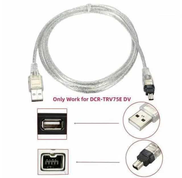 Alt view image 5 of 7 - USB Male to Firewire IEEE 1394 4Pin Male iLink Adapter Cord Cable for DCR-TRV75E DV 1m USB Firewire Cable