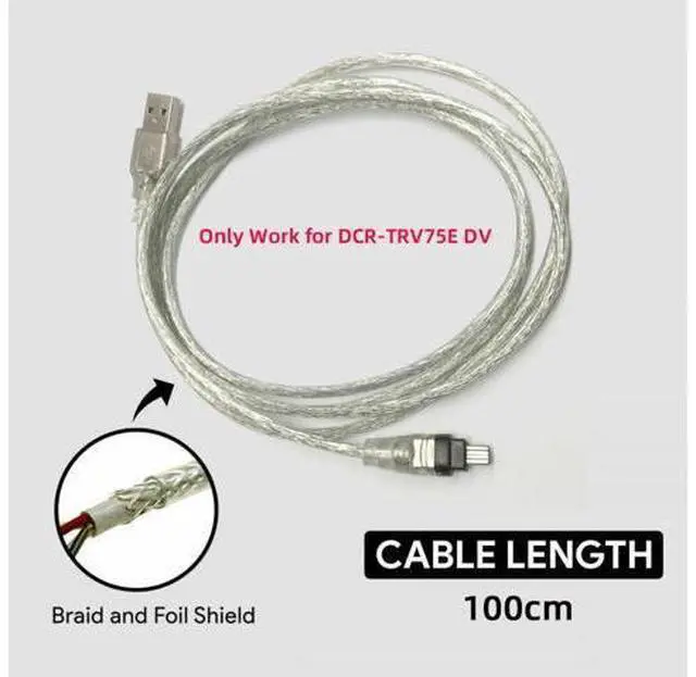 Alt view image 6 of 7 - USB Male to Firewire IEEE 1394 4Pin Male iLink Adapter Cord Cable for DCR-TRV75E DV 1m USB Firewire Cable