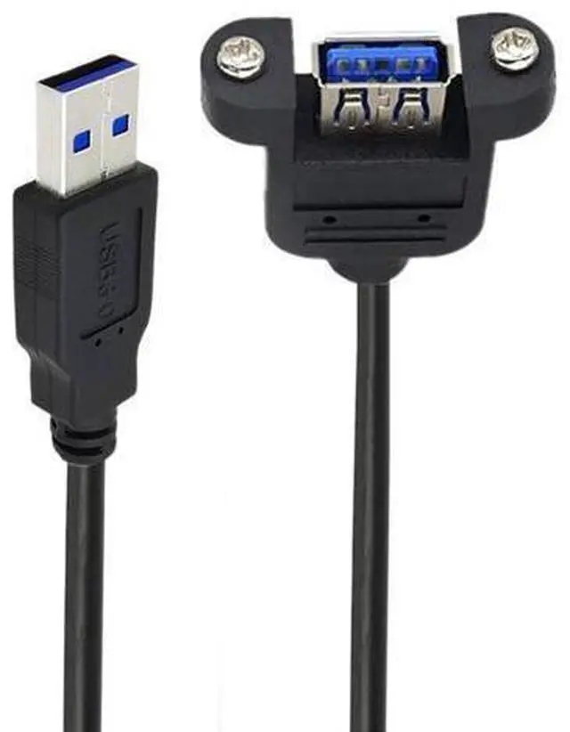 Main image of 12 Inch Short USB Extension Cable, USB 3.0 Male to Female Panel Mount Type Cable with Screws