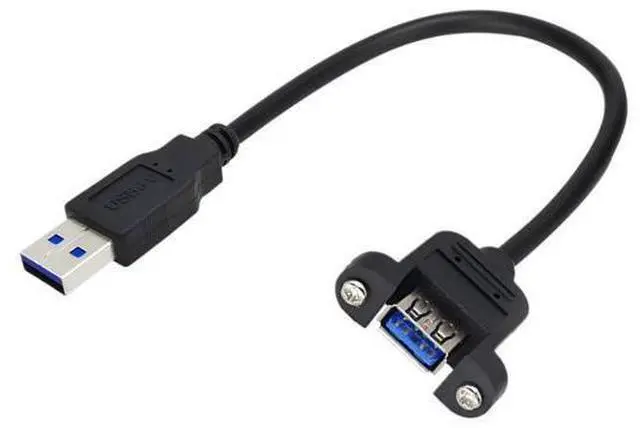 Alt view image 7 of 7 - 12 Inch Short USB Extension Cable, USB 3.0 Male to Female Panel Mount Type Cable with Screws