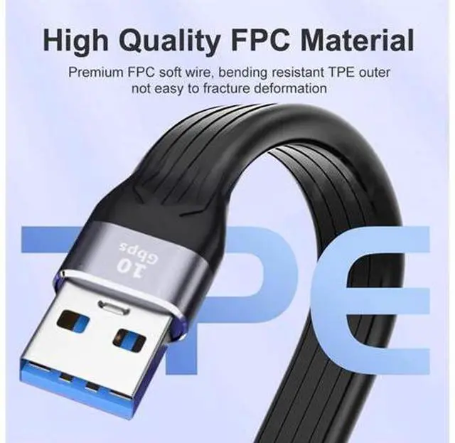 Alt view image 5 of 6 - 10Gbps USB 3.1 Type A Male to USB3.0 Type A Male Extension Flat Slim FPC Data Cable 13cm for Laptop & Desktop