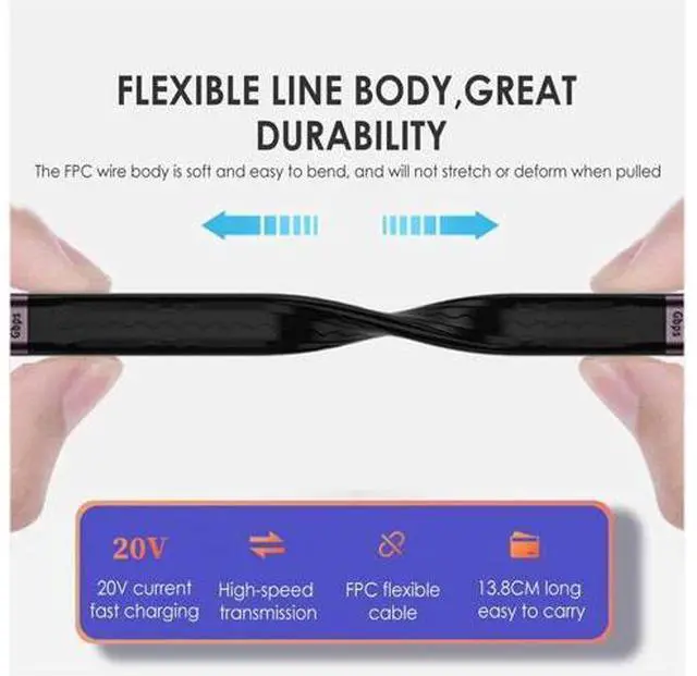 Alt view image 3 of 6 - 10Gbps USB 3.1 Type A Male to USB3.0 Type A Male Extension Flat Slim FPC Data Cable 13cm for Laptop & Desktop