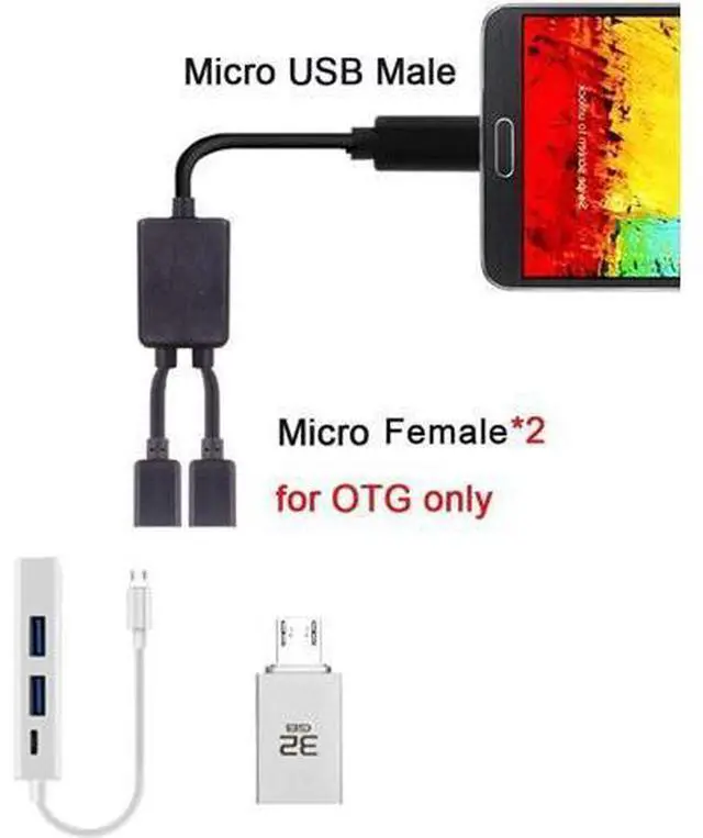 Alt view image 2 of 6 - Micro USB OTG Cable,Micro USB 1 Male to 2 Female Dual Ports Hub Cable for Laptop PC & Mouse & Flash Disk