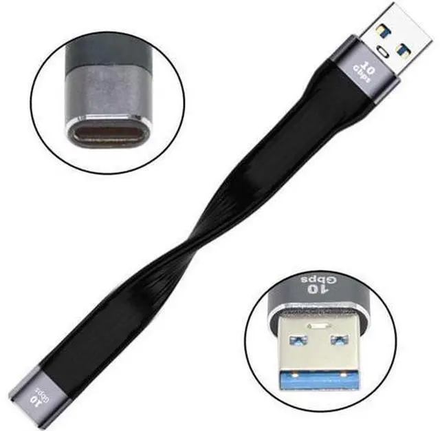 Alt view image 7 of 7 - 10Gbps USB 3.1 Type C Female to USB3.0 Type A Male Flat Slim FPC Data Cable 13cm for Laptop & Phone
