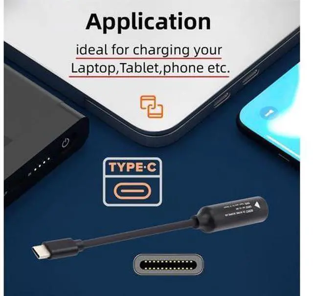 Alt view image 3 of 7 - DC Jack 7.4x5.0mm Input to USB-C Type-C Power Plug Charge Cable for Laptop Phone PD9V 5V 20V
