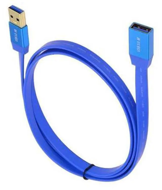 Main image of Ultra Flat Slim USB 3.0 Type-A Male to USB3.0 A Female Cable Extension Blue 5Gbps for Disk SSD Camera Data (30cm)