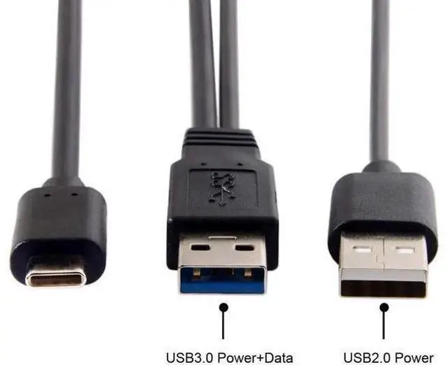 Alt view image 2 of 7 - Type-C USB-C to USB 3.0 Male & USB 2.0 Dual Data Y Cable for Laptop & Hard Disk 60cm