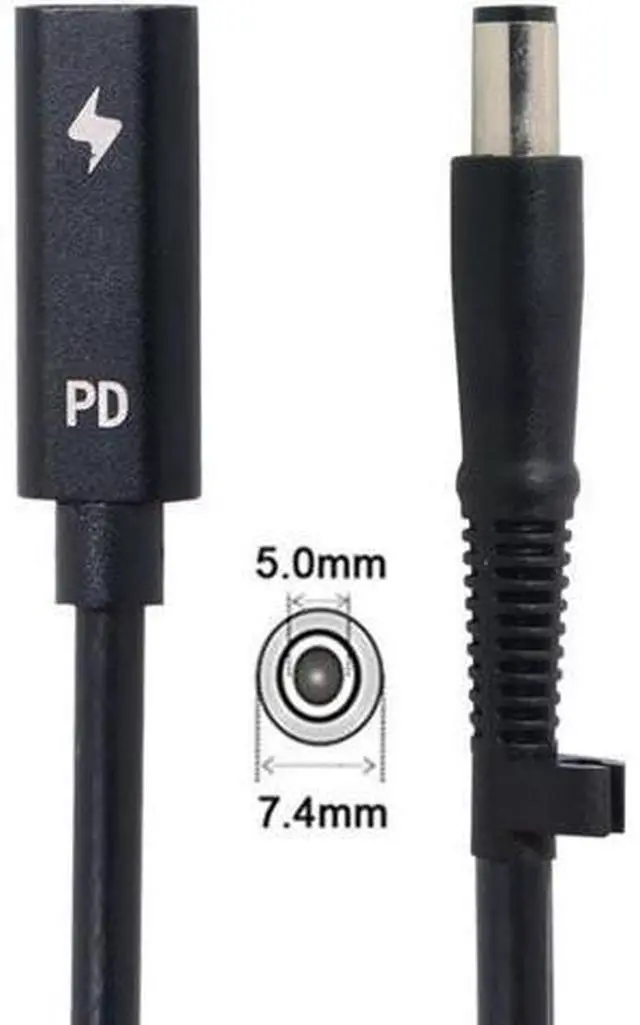 Alt view image 5 of 6 - USB-C Type C Female Input to DC 7.4x5.0mm Cable fit for Laptop DC 19.5V