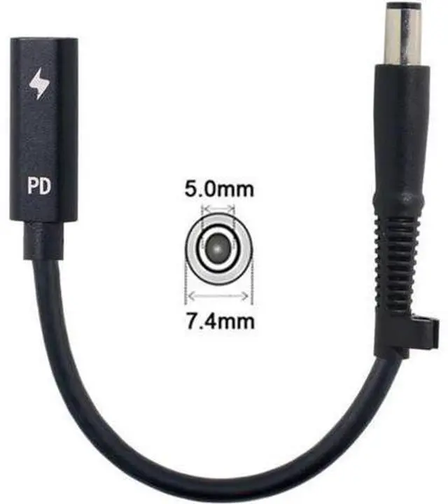 Alt view image 6 of 6 - USB-C Type C Female Input to DC 7.4x5.0mm Cable fit for Laptop DC 19.5V