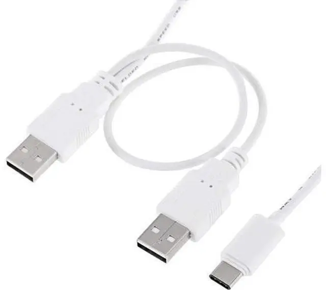 Alt view image 2 of 7 - USB 3.1 Type C USB-C to Dual A Male Extra Power Data Y Cable for Cell Phone & Hard Disk 60cm White