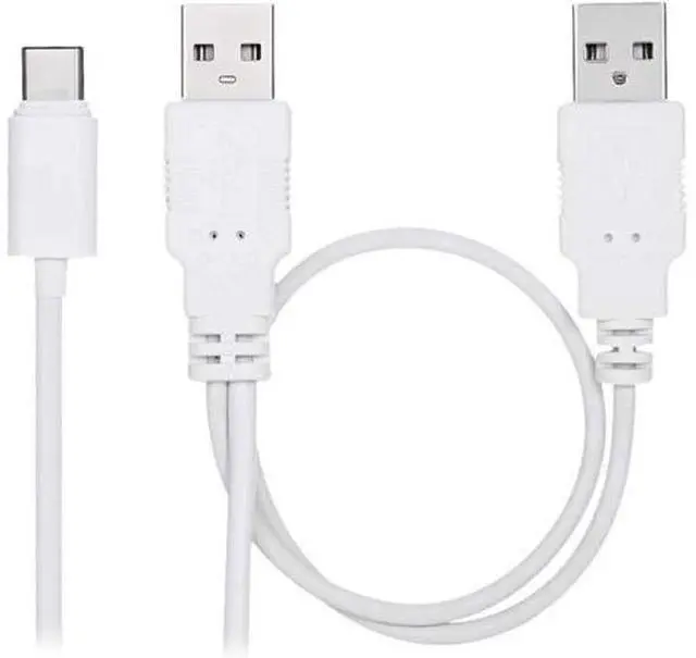 Alt view image 3 of 7 - USB 3.1 Type C USB-C to Dual A Male Extra Power Data Y Cable for Cell Phone & Hard Disk 60cm White