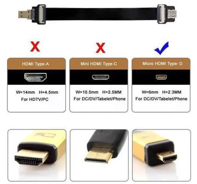 Alt view image 4 of 6 - CYFPV Micro HDMI Male to Female Extension FPC Flat Cable 1080P for FPV HDTV Multicopter Aerial Photography 0.5M