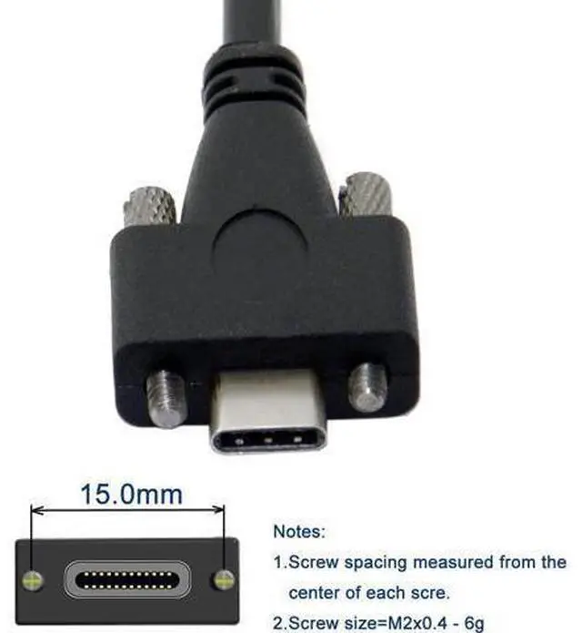 Alt view image 4 of 7 - USB 3.1 Type-C Dual Screw Locking to Standard USB3.0 Data Cable 1.2m Panel Mount Type