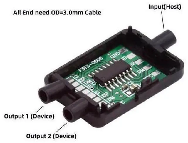 Alt view image 4 of 7 - 2 Pack USB 2.0 HUB 1 to 2 Splitter DIY Solder Cable Adapter for Strain Relief OD 3.0mm Cable