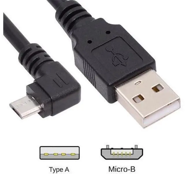 Alt view image 7 of 7 - Left Angled 90 Degree Micro USB 5Pin to USB 2.0 Type-A Data Charge Cable for Phone Tablet Camera 100cm