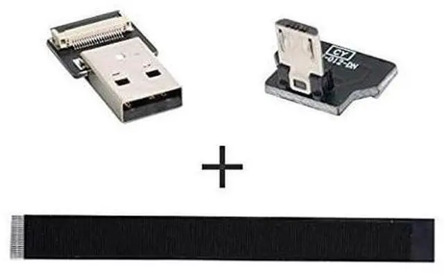 Alt view image 5 of 7 - Down Angled USB 2.0 Type-A Male to Micro USB 5Pin Male Data Flat Slim FPC Cable for FPV & Disk & Phone 50cm