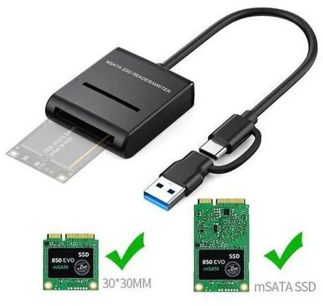 Alt view image 5 of 7 - Adapter USB 3.0 USB-C Type-C Type-A Dual Connector to MSATA SSD Docking External Cable Enclosure 5Gbps