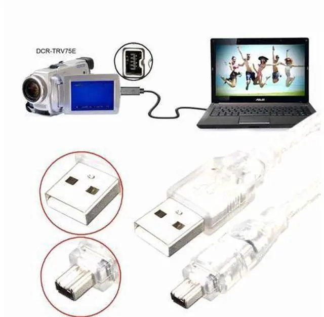 Alt view image 7 of 7 - USB Male to Firewire IEEE 1394 4Pin Male iLink Adapter Cord Cable for DCR-TRV75E DV 1m USB Firewire Cable